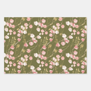 Blush pink spring summer garden pattern  wrapping paper sheets