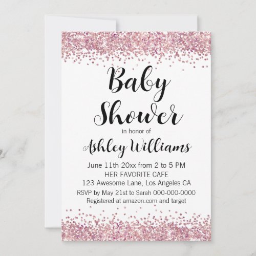 Blush Pink Sprinkle Cute Baby Shower Invitations