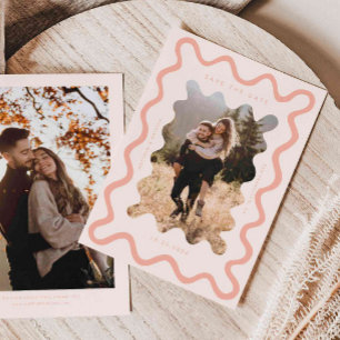 Blush Pink Squiggly Wavy Frame Wedding Save The Date