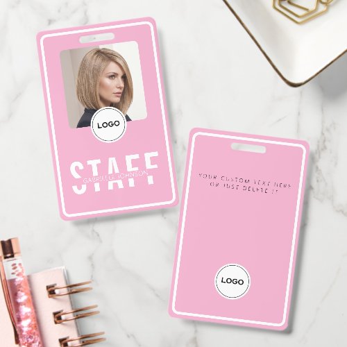 Blush Pink Staff Photo ID Business Badge