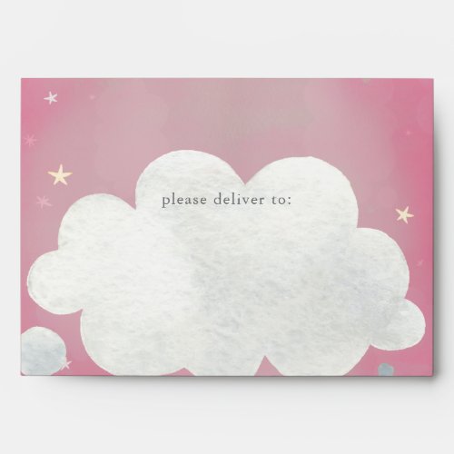 Blush Pink  Star Print Interior Baby Shower Envelope