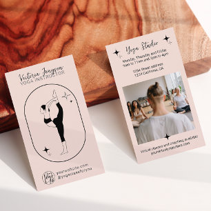 Blush pink star Yoga instructor studio teacher Business Card