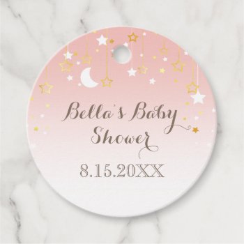 Blush Pink Stars Moon Baby Shower Favor Tags by FancyMeWedding at Zazzle