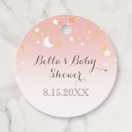 Blush Pink Stars Moon Baby Shower Favor Tags