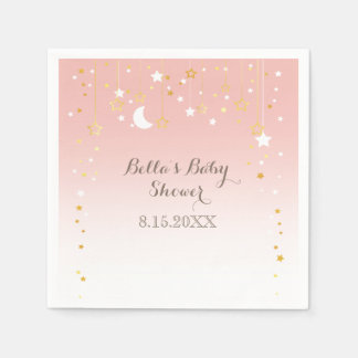 Blush Pink Stars Moon Baby Shower Napkins