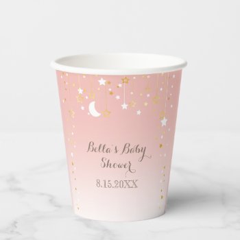 Blush Pink Stars Moon Baby Shower Paper Cups by FancyMeWedding at Zazzle
