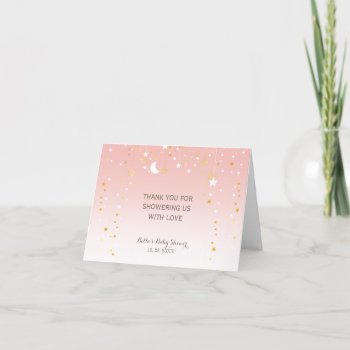 Blush Pink Stars Moon Baby Shower Thank You Card by FancyMeWedding at Zazzle
