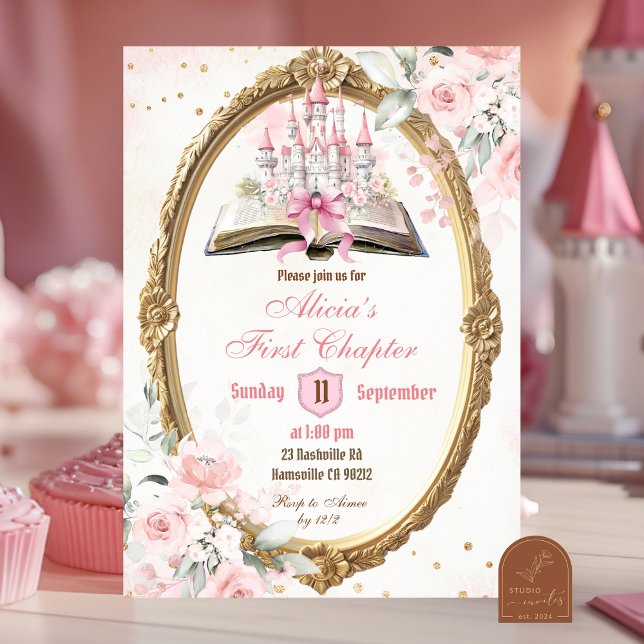 Blush Pink Storybook Princess 1st Birthday  Invitation (Creator Uploaded)