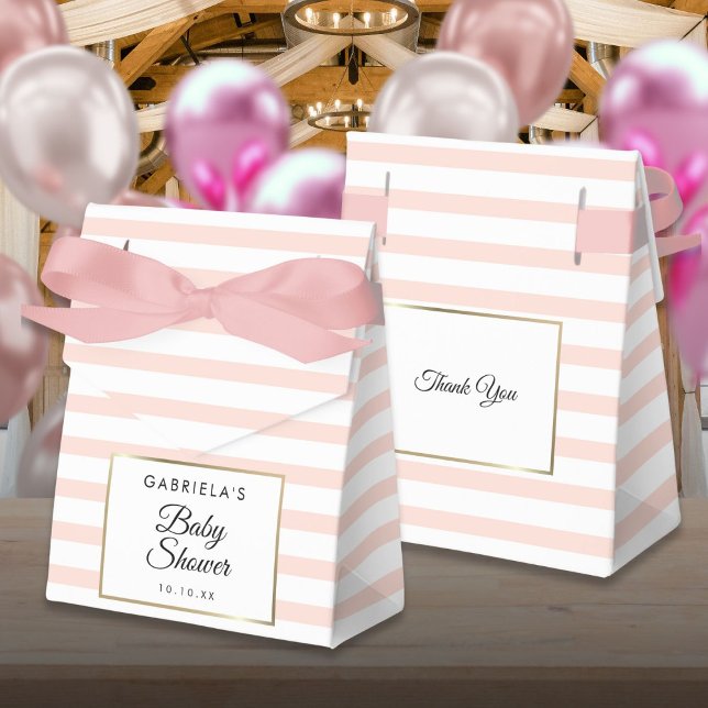 Blush Pink Stripe Elegant Gold Baby Shower Favor Boxes (Blush Pink Stripe Elegant Gold Baby Shower Favor Boxes)