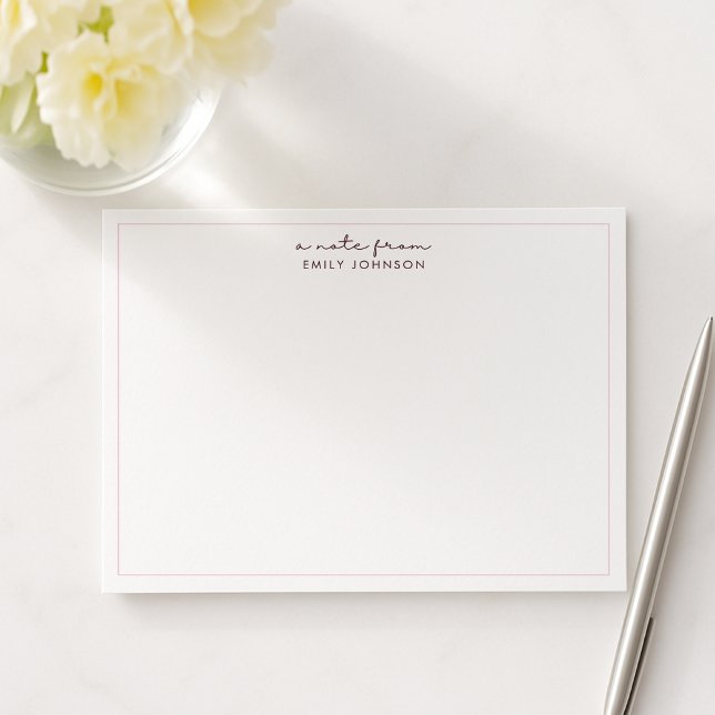 Blush Pink Stripe Minimalist a Note From Flat Note Invitation (Creator Uploaded)