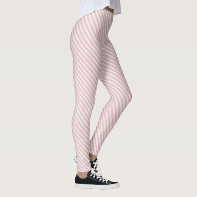 Blush Pink Stripe Pattern Leggings (Right)