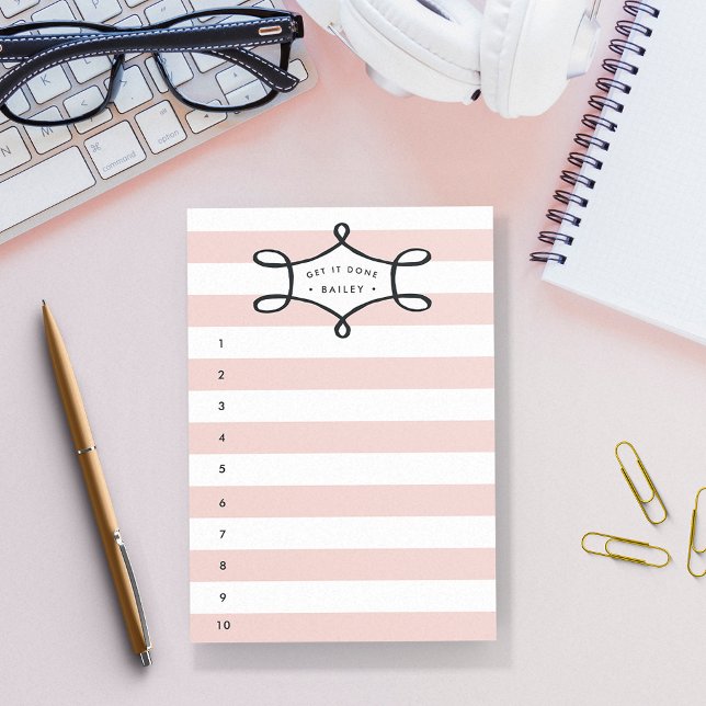 Blush Pink Stripe Personalized To-Do List Post-it Notes (Creator Uploaded)