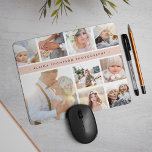 Blush Pink Stripe Photo Collage Mouse Pad<br><div class="desc">Chic photo collage mousepad displays nine favorite photos in a square format,  with your family name,  business name or choice of personalization displayed on a thin band of pastel blush pink.</div>