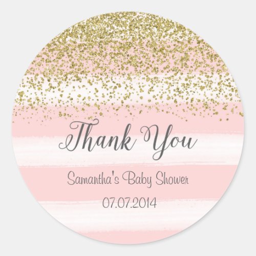 Blush Pink Stripes Baby Shower Sticker