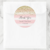 Blush Pink Stripes Bridal Shower Sticker (Bag)