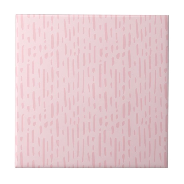 Blush Pink Stripes Ceramic Tile (Front)