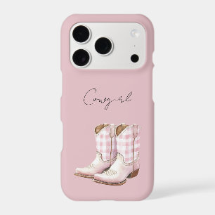 Blush Pink Stripes Cowgirl Boots iPhone 17 Pro Case