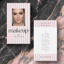 Blush Pink Stripes Elegant Photo Makeup Artist