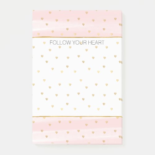 Blush Pink Stripes Gold Hearts Post_it Notes