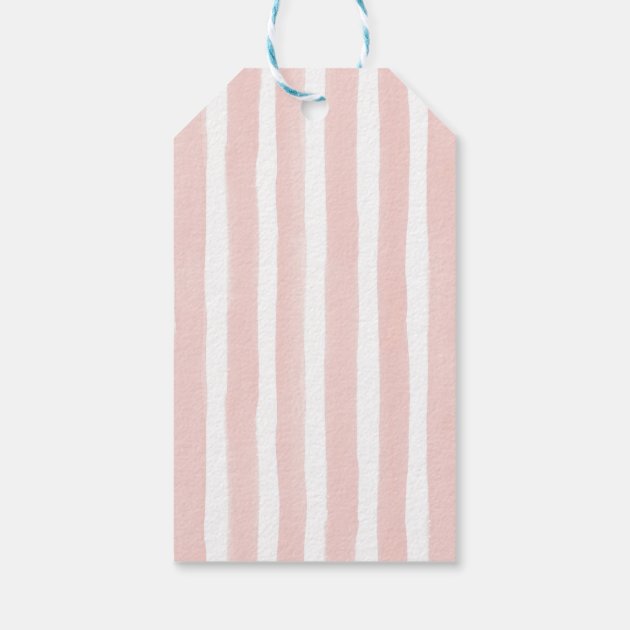 Blush Pink Stripes Graceful Chic Floral Thank You Gift Tags