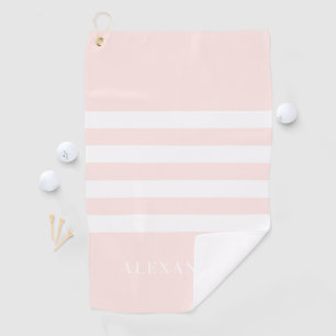 Blush Pink Stripes Pattern Personalized Golf Towel