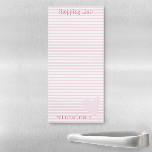 Blush Pink Stripes - Personalized Shopping List Magnetic Notepad