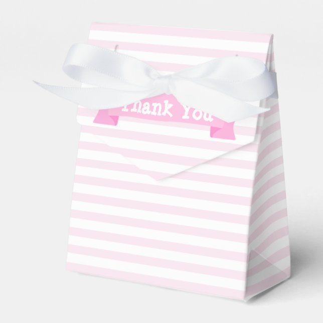 Blush Pink Stripes | Thank You Favor Boxes (Front Side)