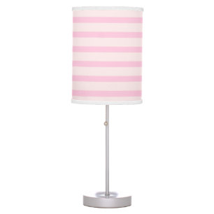 Blush Pink Strips Pattern Girls Nursery Table Lamp