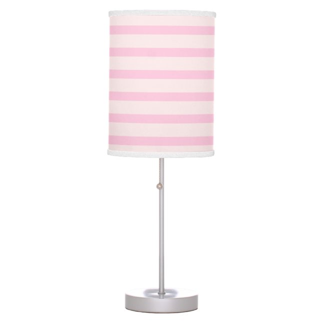 Blush Pink Strips Pattern Girls Nursery Table Lamp (Front)