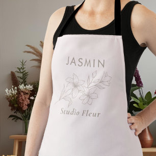 Blush Pink Stylish Floral Employee Apron