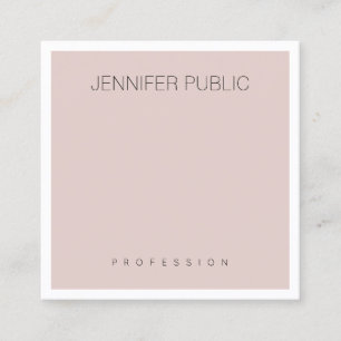 Blush Pink Stylish Modern Professional Luxury Square Business Card