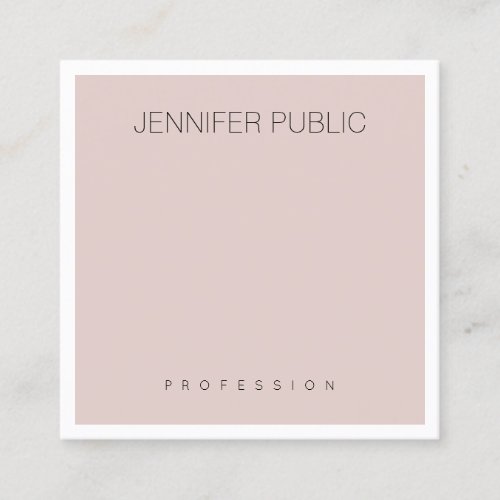 Blush Pink Stylish Modern Professional Luxury Square Business Card