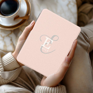 Blush Pink Stylish Name and Monogram Typography Kindle Cover