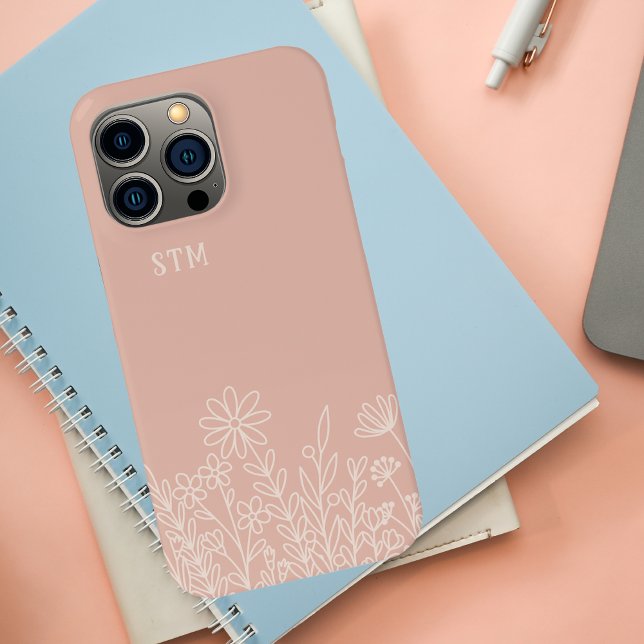Blush Pink Stylish Retro Wildflower Case-Mate iPhone Case (Creator Uploaded)