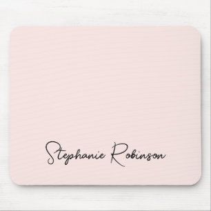 Blush Pink Stylish Script Personalized Monogram Mouse Pad