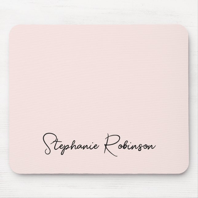 Blush Pink Stylish Script Personalized Monogram Mouse Pad (Front)