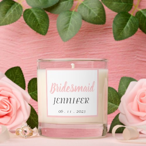 Blush Pink Stylized Bridesmaid Name Scented Candle