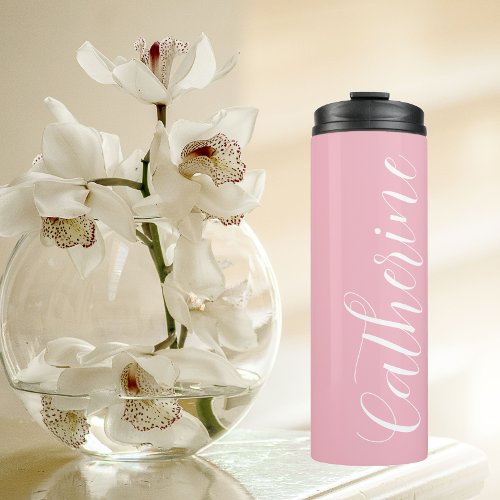 Blush Pink Stylized Bridesmaid Name Thermal Tumbler