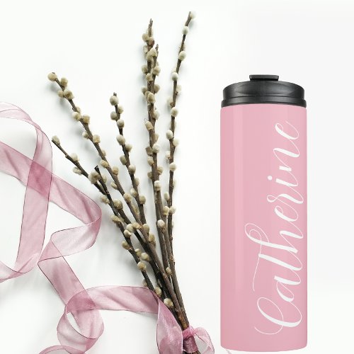 Blush Pink Stylized Maid of Honor Name Thermal Tumbler