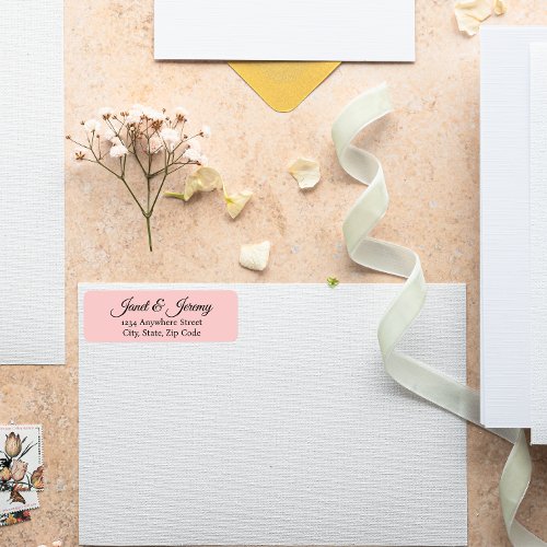 Blush Pink Stylized Name Wedding Return Address Label