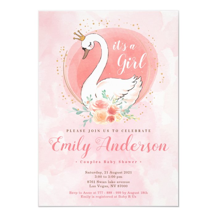 swan princess baby shower invitations