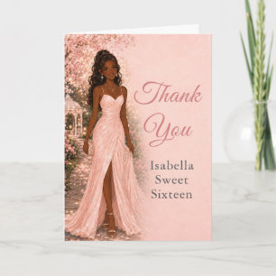 Blush Pink Sweet 16 Thank You Card  Description:
