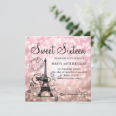 Blush Pink Sweet Sixteen Romantic Paris Glam Invitation (Standing Front)