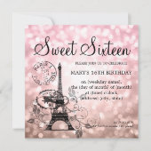 Blush Pink Sweet Sixteen Romantic Paris Glam Invitation (Front)