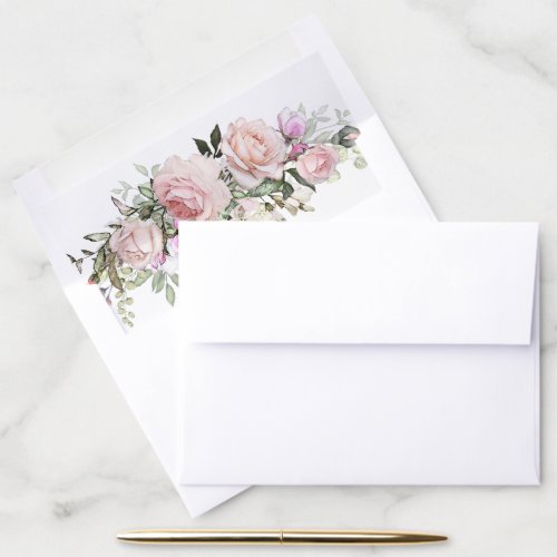 Blush Pink Sweetheart Roses and Greenery Envelope Liner