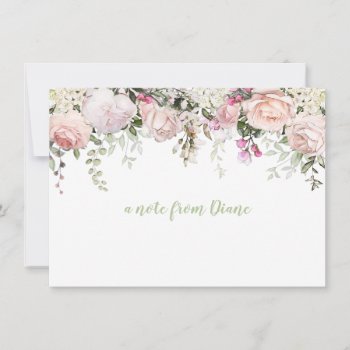 Blush Pink Sweetheart Roses Greenery Note Cards by dmboyce at Zazzle