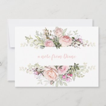 Blush Pink Sweetheart Roses Greenery Note Cards by dmboyce at Zazzle