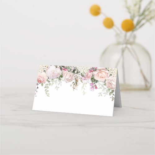 Blush Pink Sweetheart Roses Greenery Placecards