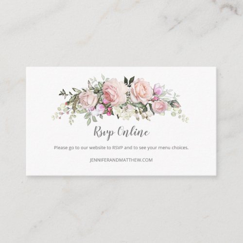 Blush Pink Sweetheart Roses Online RSVP  Enclosure Card