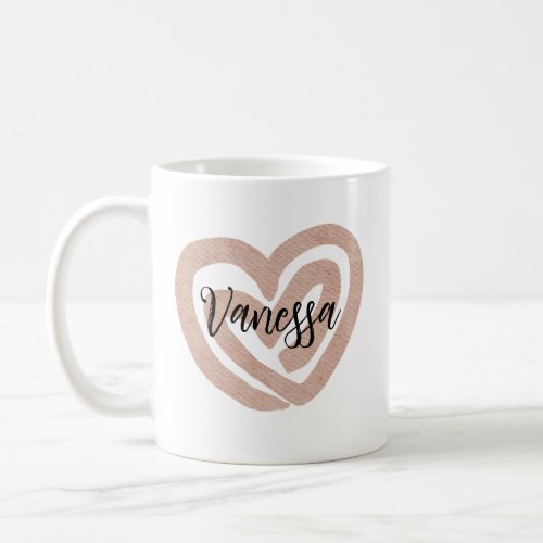 Blush Pink Swirl Heart Personalized  Coffee Mug